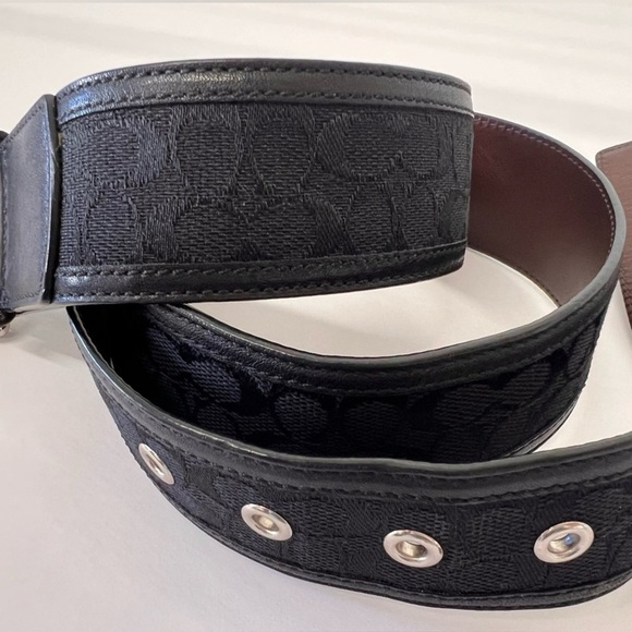 Coach C Black Canvas Leather Belt Size Small - Picture 2 of 15